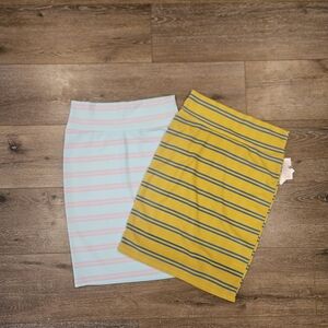 Lot Of 2 LuLaRoe Striped Pencil Skirts